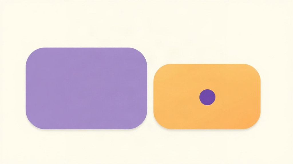 Free versus Premium: a large purple card beside a smaller orange card with a purple dot