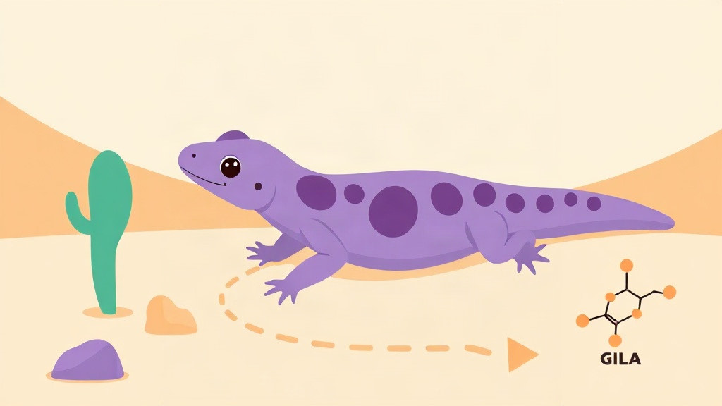 The gila monster behind GLP-1 drugs: a purple desert lizard beside an exendin-4 molecule diagram