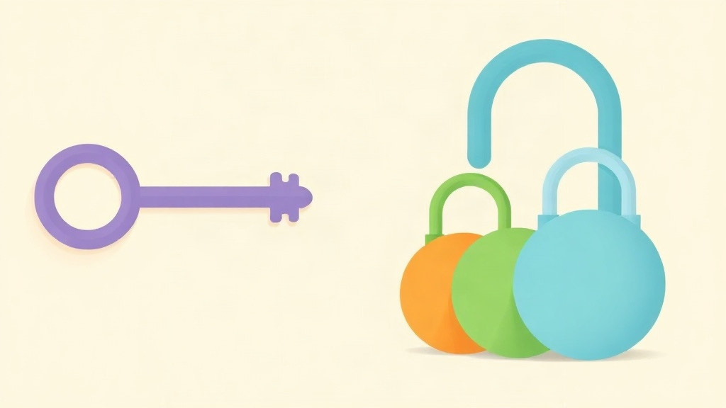 GIP and glucagon receptors: a single purple key facing three padlocks of different sizes and colors