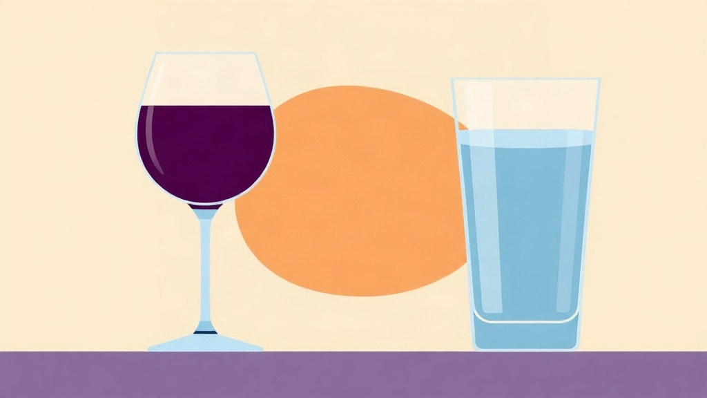 Alcohol on a GLP-1: a glass of red wine beside a tall glass of water