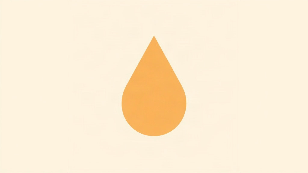 A single orange droplet on a plain cream background