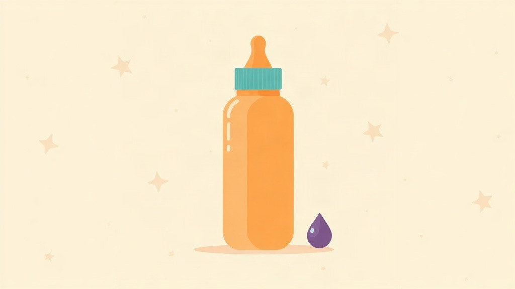 GLP-1s and breastfeeding: an orange feeding bottle with a teal collar beside a purple droplet