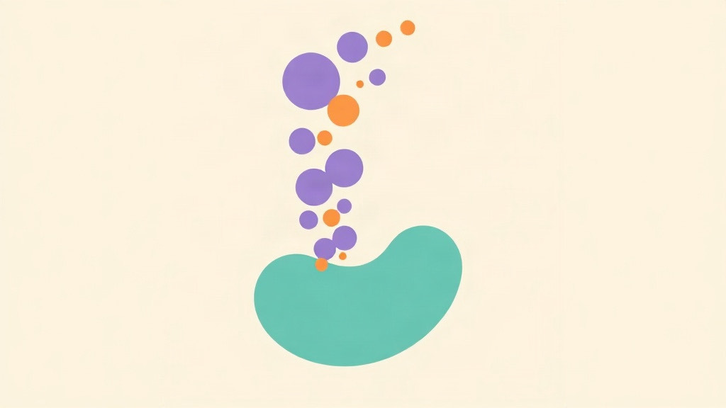 Burping, bloating and gas on a GLP-1: purple and orange bubbles of mixed sizes rising from a teal stomach
