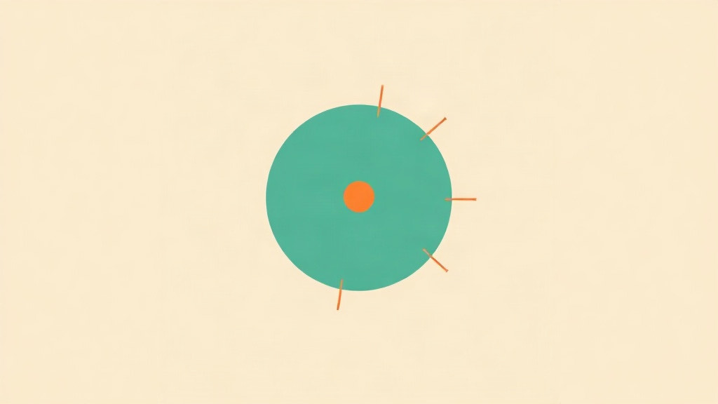 Diabetic retinopathy and GLP-1s: a teal circle with an orange centre and lines radiating out