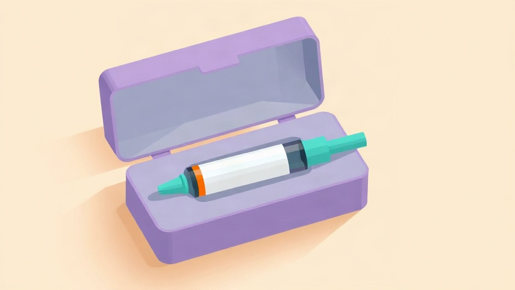 GLP-1 pen expiration dates: a plain injection pen resting inside an open lilac medicine box