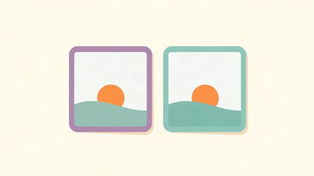 Progress photos on a GLP-1: two matching framed pictures of a sun over a hill, side by side