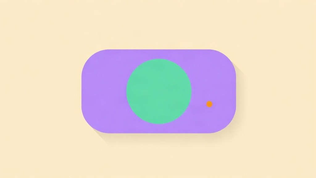 GLP-1 telehealth: a blank purple screen with a teal circle and a small orange dot