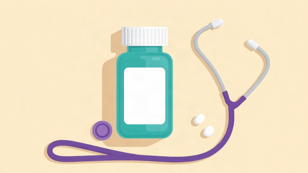 Supplements on a GLP-1: a supplement bottle and tablets beside a stethoscope for the clinician conversation
