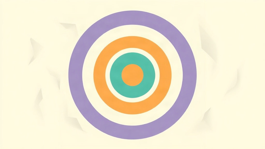 Setting a goal weight on a GLP-1: a target of purple, orange and teal concentric rings