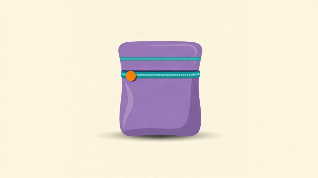 Injecting away from home: a purple zip pouch with a teal zip and an orange pull