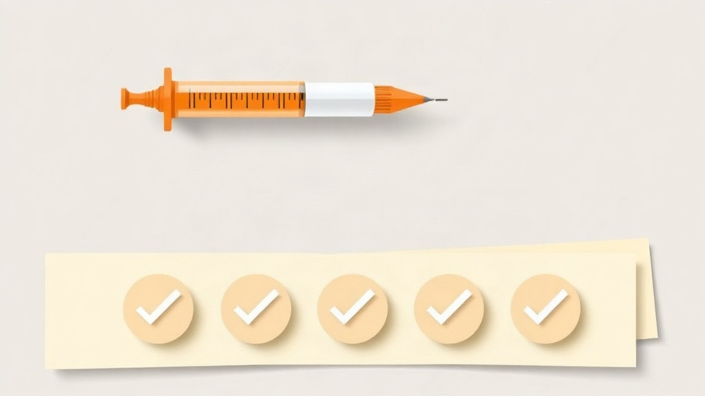 Daily GLP-1 injection tracker for Saxenda and Victoza: a syringe above a week of checked daily doses