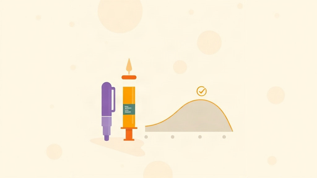 Trulicity tracker: a dulaglutide injection pen beside a weekly medication level curve with dose dots